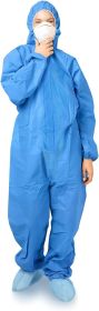 Disposable Coveralls for Men, Women, X-Large Blue Hazmat Suits Disposable, SMS 50 gsm Hazmat Suit Costume with Hood, Elastic Wrists, Ankles, Zip