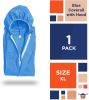 Disposable Coveralls for Men, Women, X-Large Blue Hazmat Suits Disposable, SMS 50 gsm Hazmat Suit Costume with Hood, Elastic Wrists, Ankles, Zip